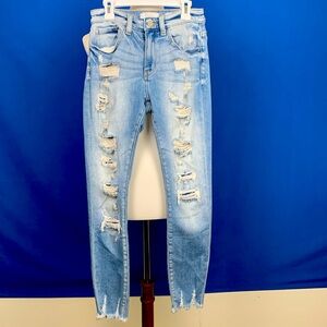 Kancan distressed light wash ankle skinny jeans